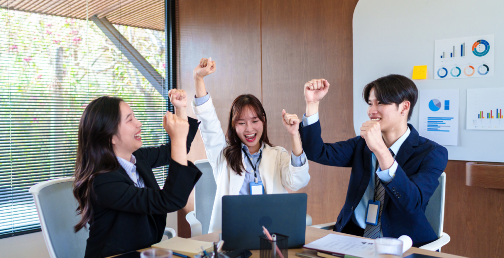 team celebrating a successful milestone
